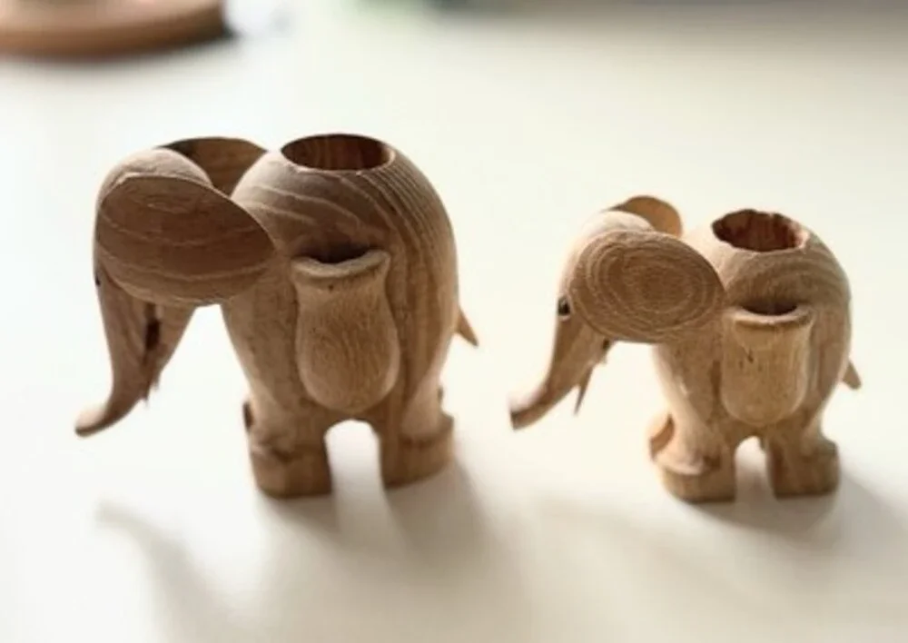 Vintage Hand Carved Wooden Toothpick Holders Mid Century Modern MCM